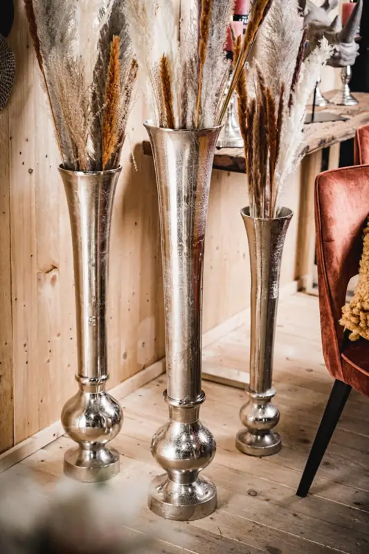 Bodenvase Aluminium Silber 80 cm