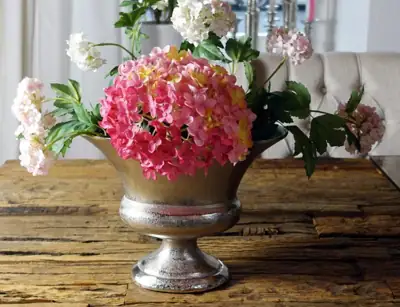 Kelchvase oval Aluminium Silber S 30 cm