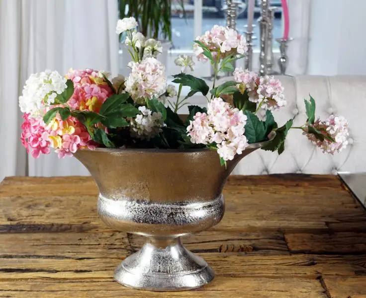 Kelchvase oval Aluminium Silber M 38 cm