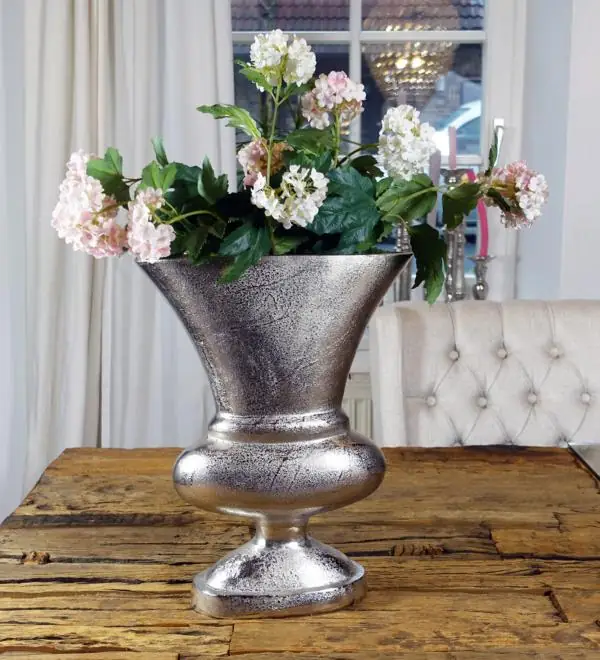 Kelchvase Aluminium Silber L 37 cm