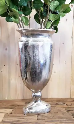 Vase oval Aluminium Silber 53 cm