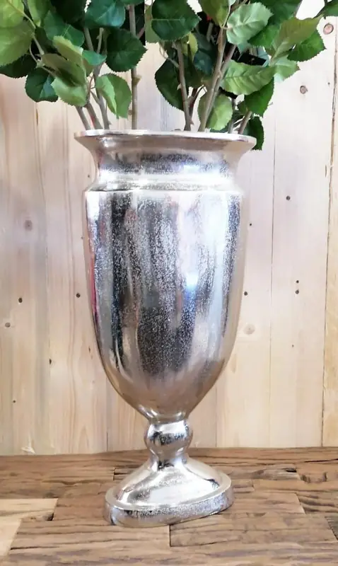 Vase oval Aluminium Silber 53 cm