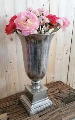 Pokalvase Aluminiumguss Silber 48,5 cm