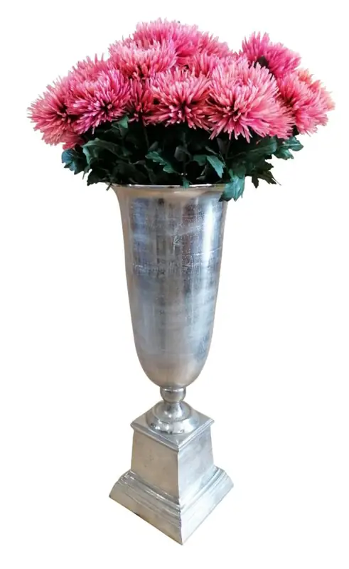 Pokalvase XXL Bodenvase Aluminium Silber 112 cm