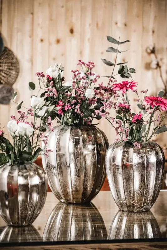 Vase Aluminium Silber Raw-Optik 23 cm