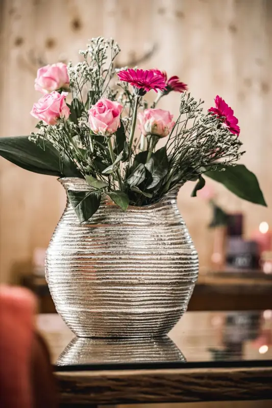 Vase bauchig Aluminium Silber 27 cm
