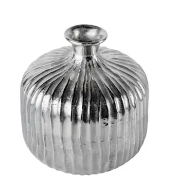 Vase rund Aluminium Silber 27 cm