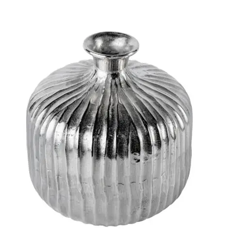 Vase rund Aluminium Silber 27 cm