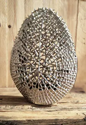Vase Gitter-Optik Aluminium Silber 34,5 cm