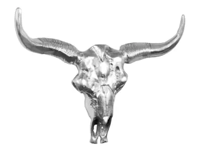 Stierkopf Wanddeko Aluminium Silber XL