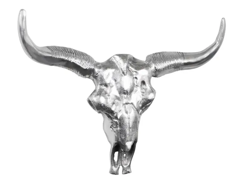 Stierkopf Wanddeko Aluminium Silber XL