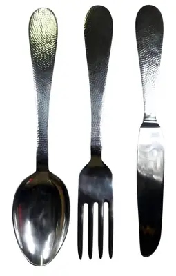 Wandbesteck XL Hammerschlag-Optik Aluminium Silber 62 cm