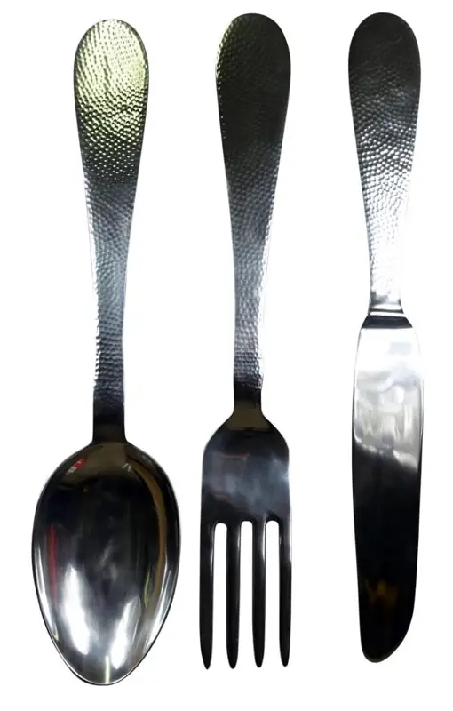 Wandbesteck XL Hammerschlag-Optik Aluminium Silber 62 cm