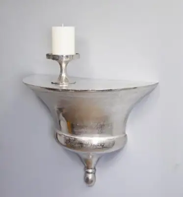 Wandkonsole XL Aluminium Silber massiv 52 × 25 × 44 cm