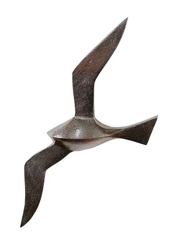 Vogel XXL Wanddeko Aluminium Silber 82 cm