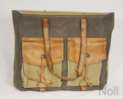 Canvas Handtasche mit 2 Außentaschen und Rindsleder – Colmore