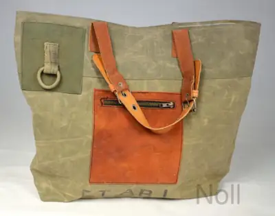 Canvas Shopper Ledertasche mit Lederapplikationen – Colmore