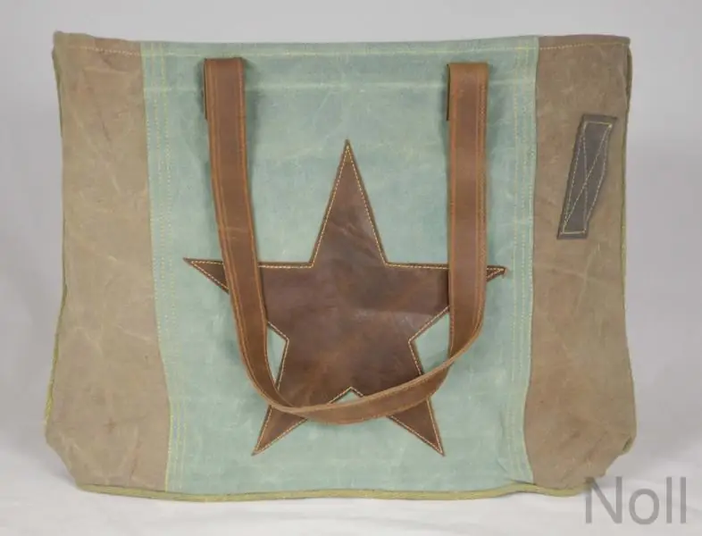 Canvas Shopper Stars mit Lederapplikationen – Colmore