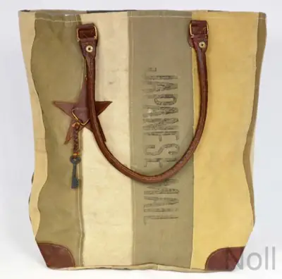 Canvas Shopper Streifen mit Lederapplikationen – Colmore