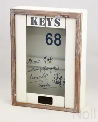 Schlüsselkasten „Keys“ aus Holz und Glas, 6 Haken