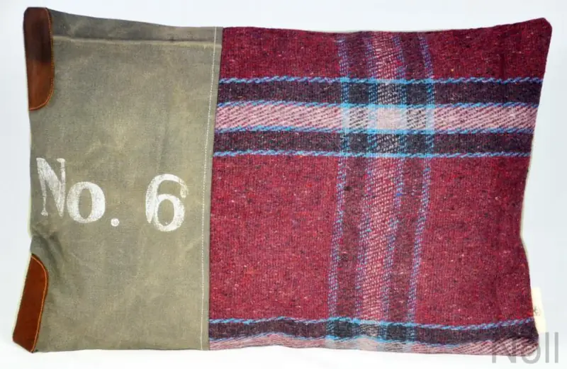 Colmore Kissen rechteckig Canvas & Leder 60 × 40 cm mit Füllung