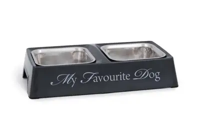 Napfständer Hund „My Favourite Dog“ Schwarz mit 2 Schalen