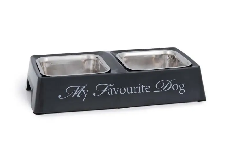 Napfständer Hund „My Favourite Dog“ Schwarz mit 2 Schalen