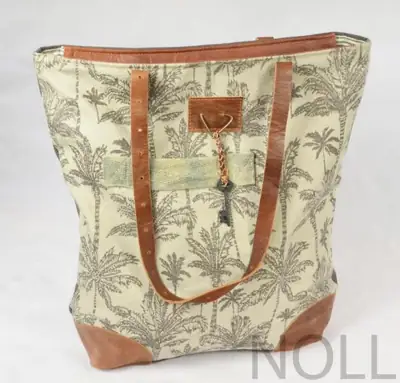 Canvas Shopper Bäume mit Lederapplikationen – Colmore