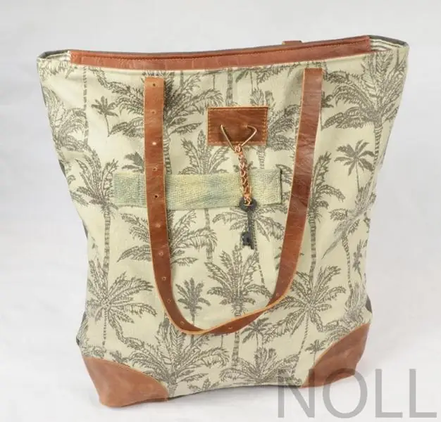 Canvas Shopper Bäume mit Lederapplikationen – Colmore