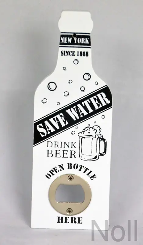 Wandflaschenöffner „Save Water“ Weiß 20 × 7 × 1 cm