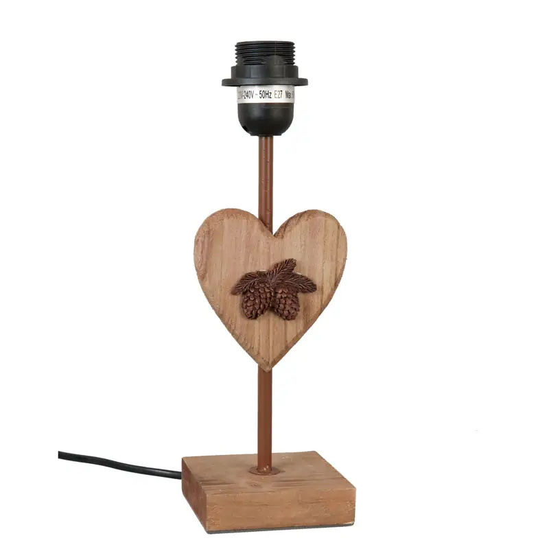 Tischlampe Herz aus Holz Natur 31 cm – Clayre & Eef