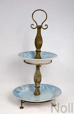 Etagere mit Griff Keramik und Eisen Landhausstil 60 cm