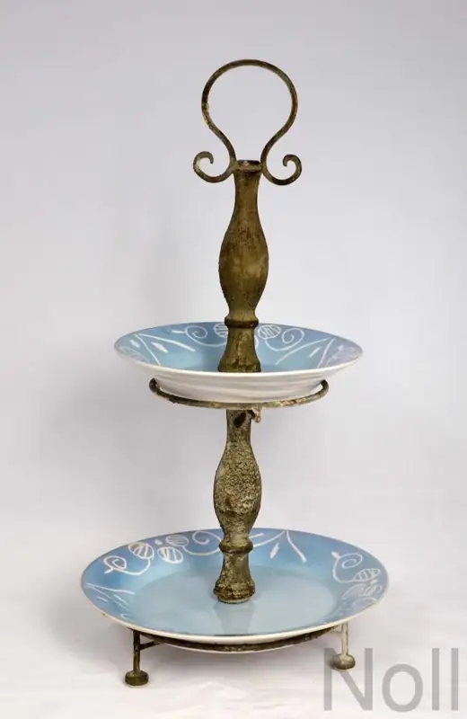 Etagere mit Griff Keramik und Eisen Landhausstil 60 cm