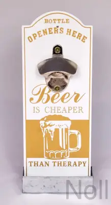 Wandflaschenöffner „Beer“ mit Kronkorken-Auffangbehälter MDF