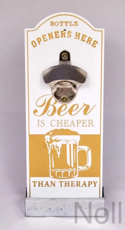 Wandflaschenöffner „Beer“ mit Kronkorken-Auffangbehälter MDF
