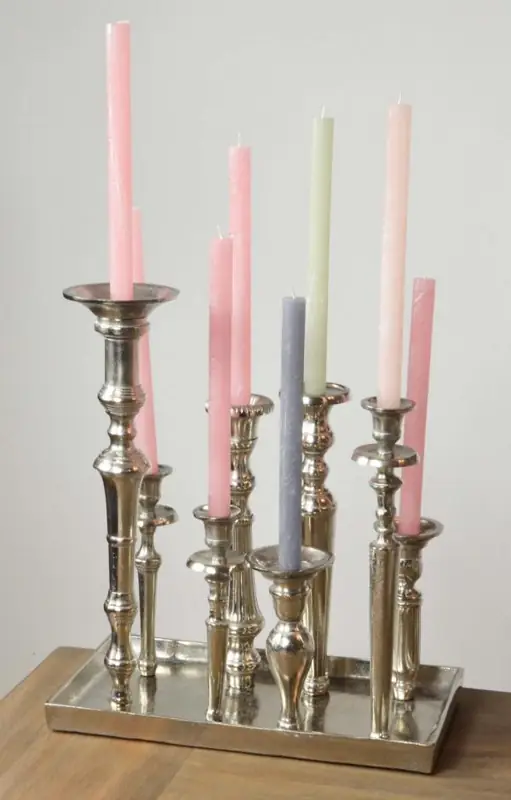 Kerzenständer XXL für 8 Stabkerzen Silber von Colmore