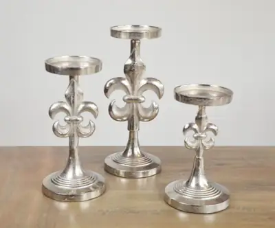 Kerzenständer Lilie Colmore Aluminium Silber Größe L – 32 cm