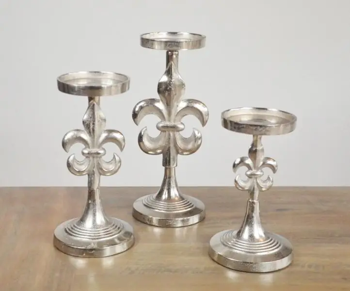 Kerzenständer Lilie Colmore Aluminium Silber Größe L – 32 cm