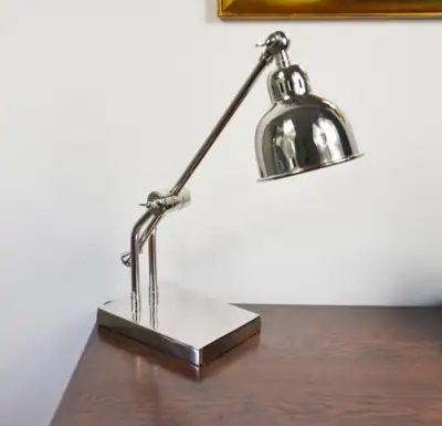 Bürolampe Silber aus massivem Aluminium 40 cm – Colmore