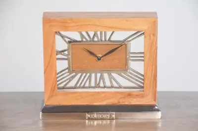 Tischuhr Colmore Holz und Aluminium Natur/Silber
