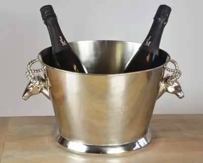 Champagnerkühler XXL Steinbock Nickel Silber von Colmore