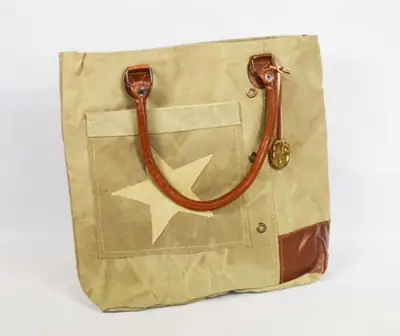 Canvas Shopper Star klein mit Lederapplikationen – Colmore