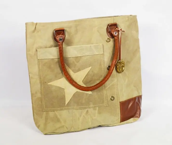 Canvas Shopper Star klein mit Lederapplikationen – Colmore