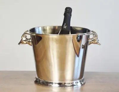 Champagnerkühler Steinbock Nickel Silber von Colmore