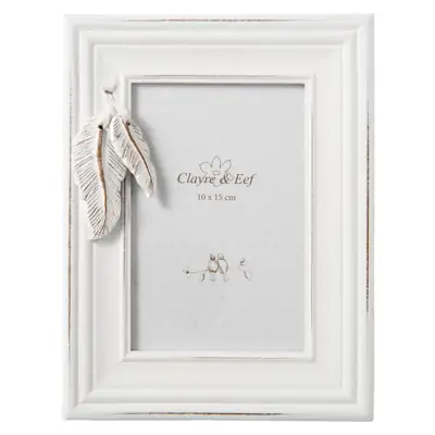 Bilderrahmen Weiß mit Federn 10 × 15 cm – Clayre & Eef