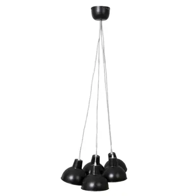 Deckenlampe Schwarz mit 5 Schirmen Metall Clayre & Eef E27