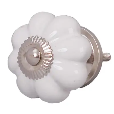 Möbelknauf Keramik Weiß mit Blume Ø 5 cm – Clayre & Eef