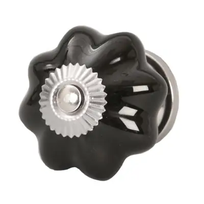 Möbelknauf Schwarz aus Keramik Ø 4,5 cm – Clayre & Eef