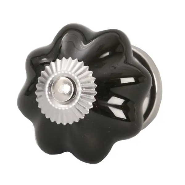 Möbelknauf Schwarz aus Keramik Ø 4,5 cm – Clayre & Eef