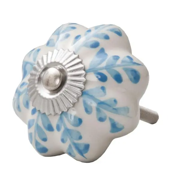 Möbelknauf Keramik Weiß-Blau Ø 4,5 cm – Clayre & Eef